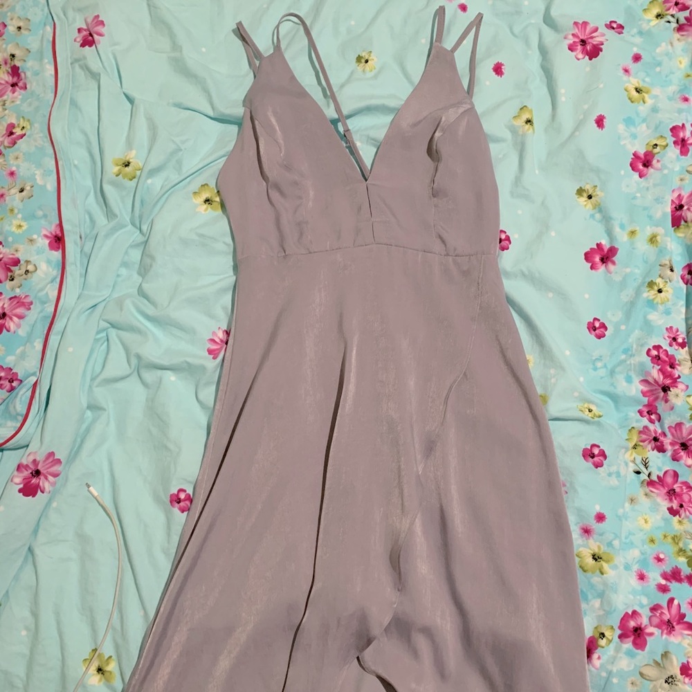 Satin maxi dress front leg slit